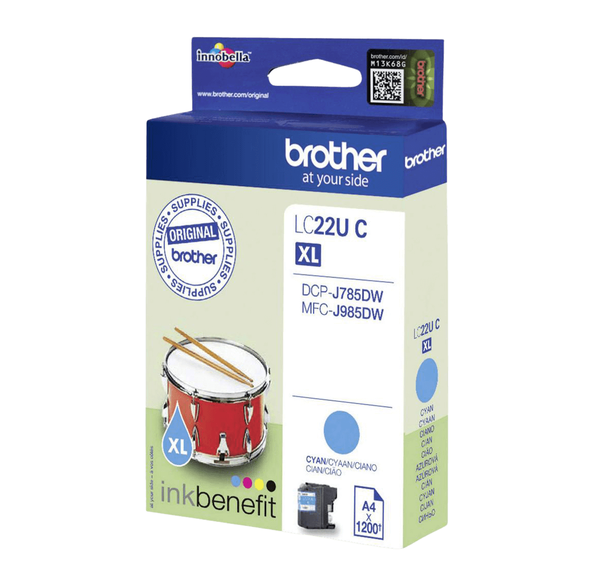 Brother Original LC22UC cyan bläckpatron | Innehåll: 1200 sidor