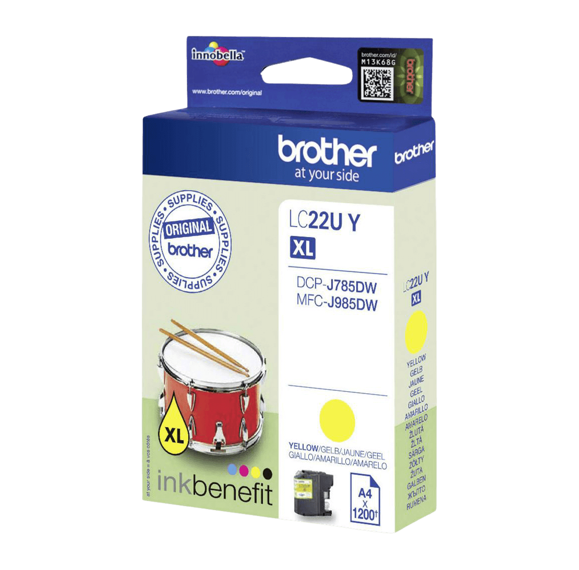 Brother Original LC22UY gul bläckpatron | Innehåll: 1200 sidor