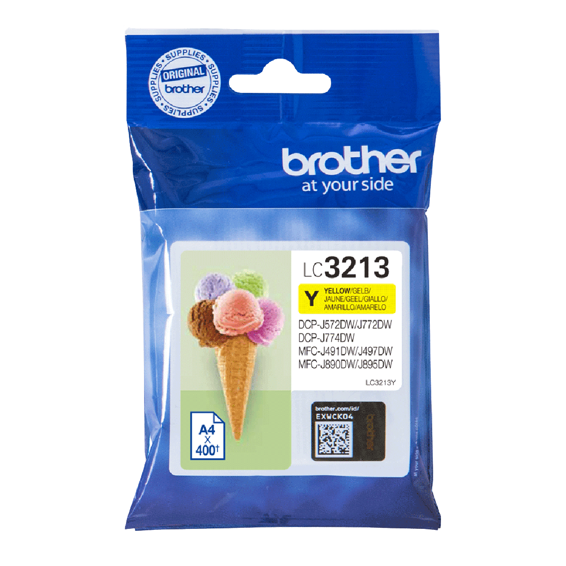 Brother Original LC3213Y gul bläckpatron | Innehåll: 400 sidor