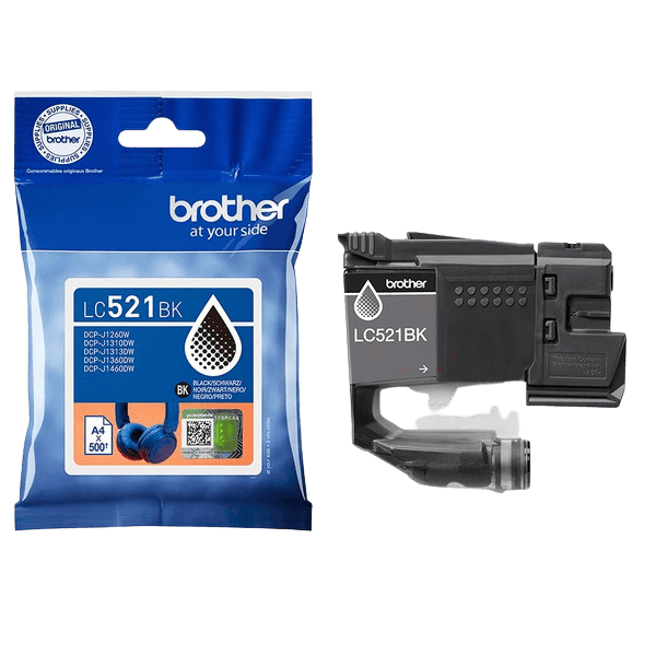 Brother Original LC521BK svart bläckpatron | Innehåll: 500 sidor