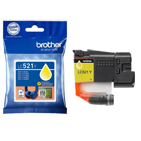 Brother Original LC521Y gul bläckpatron | Innehåll: 500 sidor