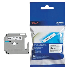 Brother Original MK221BZ 9 mm x 8 m Svart text / Vit tejp