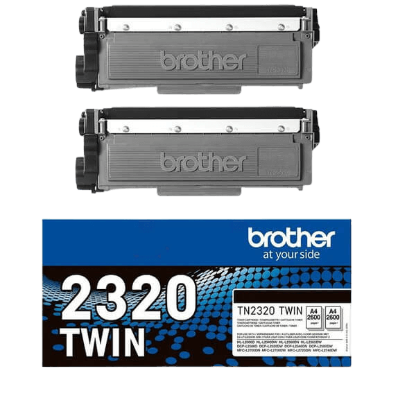 Brother Original TN2320TWIN XL twin pack svart toner | Innehåll: 5200 sidor