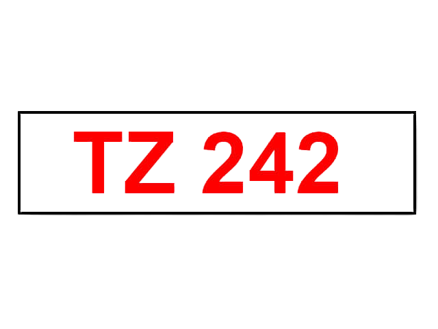 PixoJet Brother TZe-242 18 mm x 8 m Röd text / Vit tejp