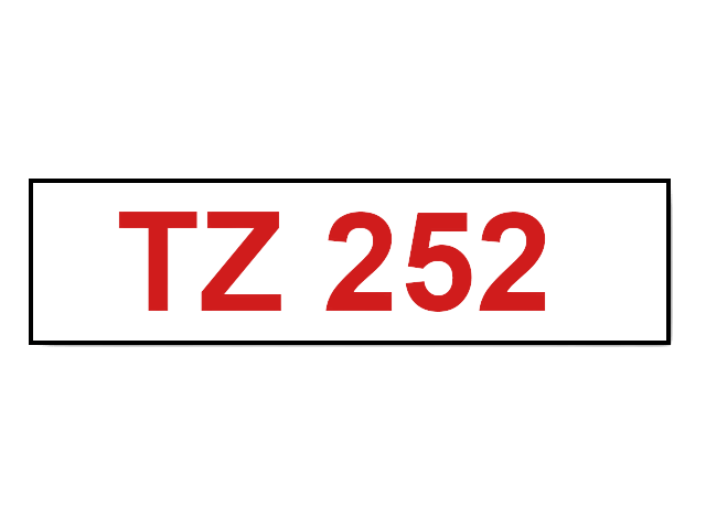 PixoJet Brother TZe-252 24 mm x 8 m Röd text / Vit tejp