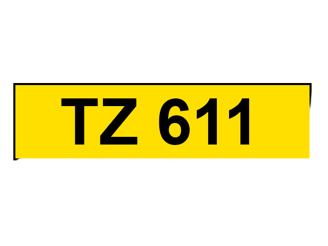 PixoJet Brother TZe-611 6 mm x 8 m Svart text / Gul tejp