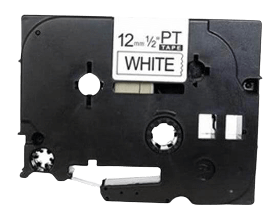 PixoJet Brother TZe231 12 mm x 8 m Svart text / Vit tejp