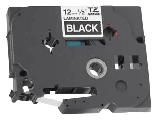 PixoJet Brother TZe335 12 mm x 8 m Vit text / Svart tejp