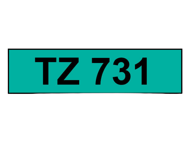 PixoJet Brother TZe731 12 mm x 8 m Svart text / Grön tejp