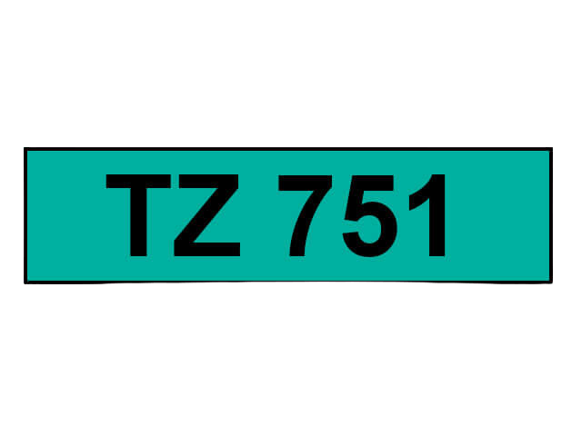 PixoJet Brother TZe751 24 mm x 8 m Svart text / Grön tejp