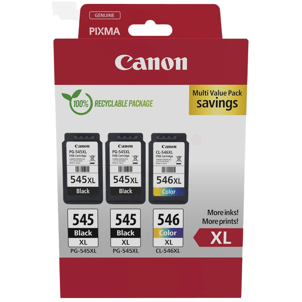 Canon Original 2 x PG-545XL + CL-546XL 8286B013 CMYK rabattpaket | Innehåll: 2x 15 + 13 ml.