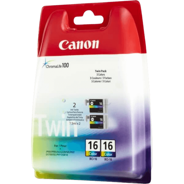 Canon Original BCI-16C 9818A002 twin pack 3 färger i en bläckpatron | Innehåll: 2,5 ml.