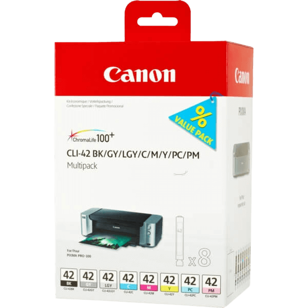 Canon Original CLI-42 6384B010 XL CMYK rabattpaket | Innehåll: 8 x 13 ml.