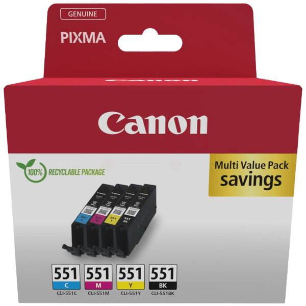 Canon Original CLI-551 6509B015 CMYK rabattpaket | Innehåll: 4x7 ml.