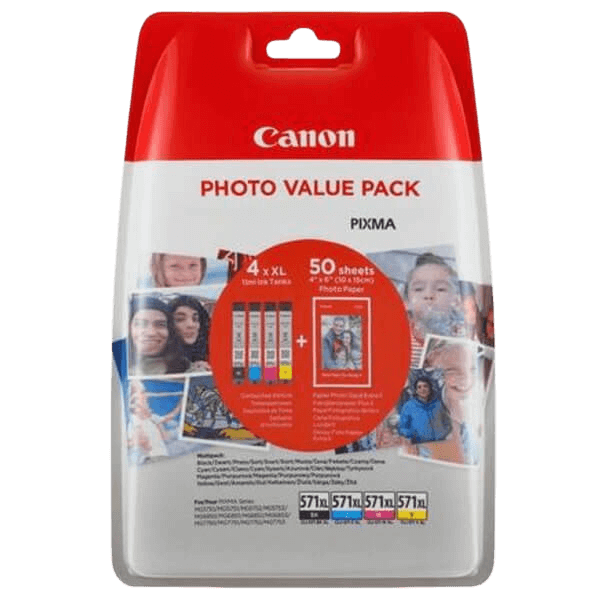 Canon Original CLI-571XL 0332C005 CMYK + Papper rabattpaket