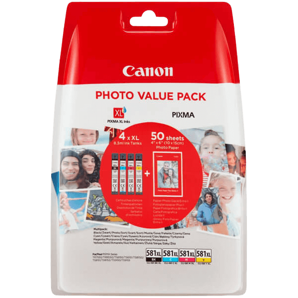 Canon Original CLI-581 2052C004 XL CMYK rabattpaket | Innehåll: 4 x 8,3 ml. ml.