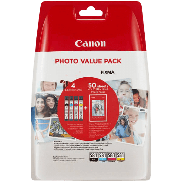 Canon Original CLI-581 2106C005 CMYK rabattpaket | Innehåll: 4 x 5 ml.