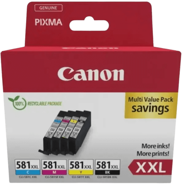 Canon Original CLI-581 1998C005 XXL CMYK rabattpaket | Innehåll: 4 x 11 ml.