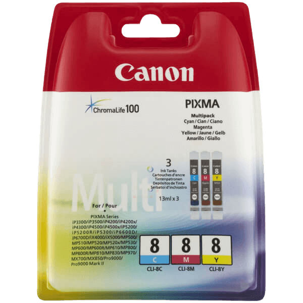 Canon Original CLI-8CMY 0621B029 3 färger i en rabattpaket | Innehåll: 39 ml.