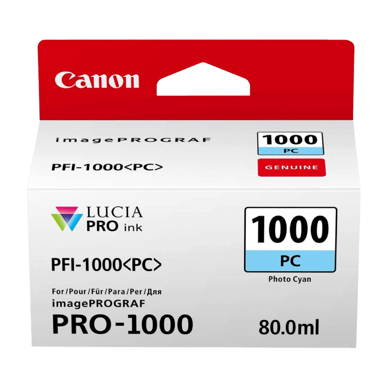 Canon Original PFI-1000PC 0550C001 foto cyan bläckpatron | Innehåll: 80 ml.
