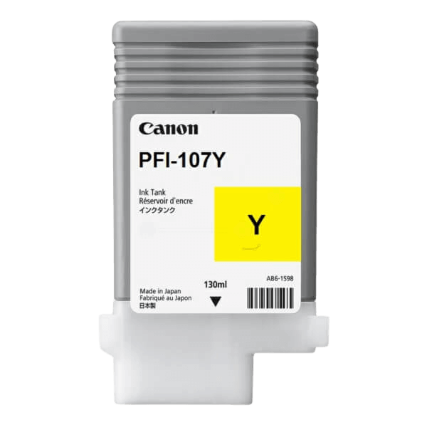 Canon Original PFI-107Y 6708B001 gul bläckpatron | Innehåll: 130 ml.