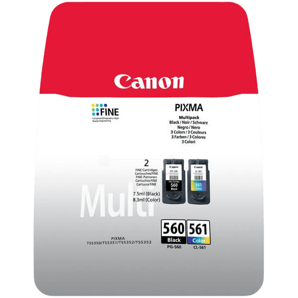 Canon Original PG-560 / CL-561 3713C006 CMYK rabattpaket | Innehåll: 7,5 + 8 ml.