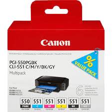 Canon Original PGI-550 / CLI-551 6496B005 CMYGYK rabattpaket | Innehåll: 15 + 5x 7 ml.