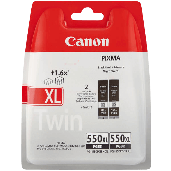 Canon Original PGI-550XL 6431B005 XL twin pack svart bläckpatron | Innehåll: 2 x 22 ml.