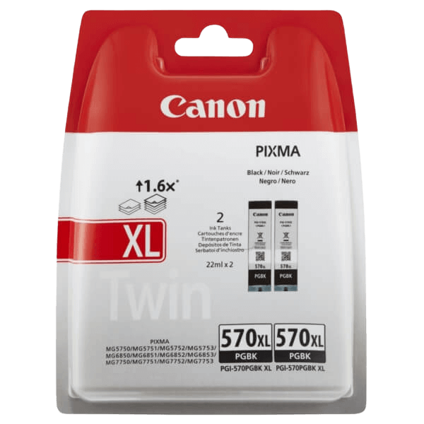 Canon Original PGI-570BKXLTP 0318C007 XL twin pack pigment svart bläckpatron | Innehåll: 2 X 22 ml.