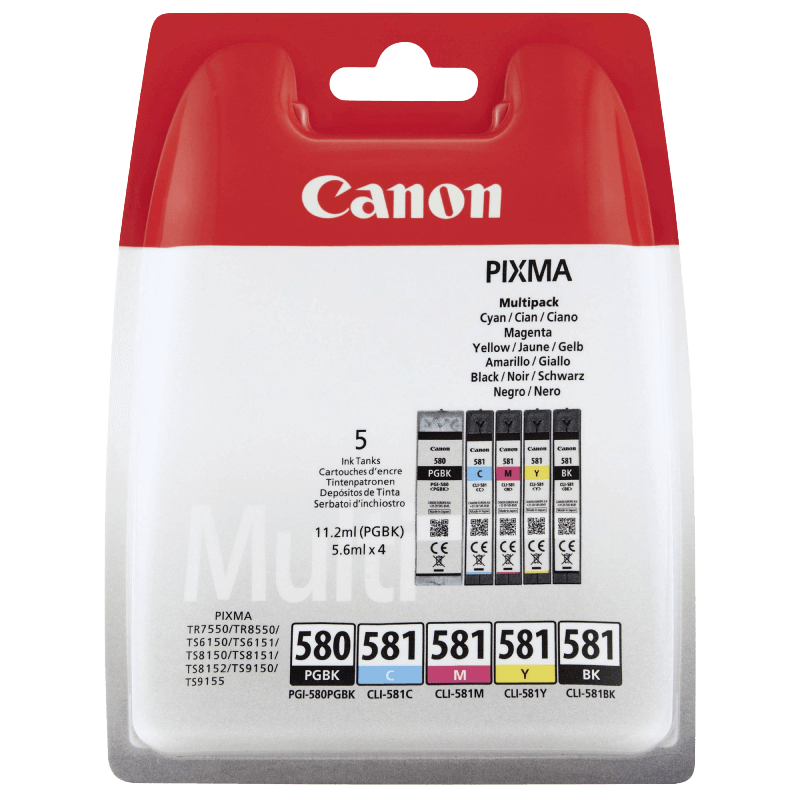 Canon Original PGI-580 + CLI-581 2078C005 CMYK rabattpaket | Innehåll: 1 x 11 + 4 x 5 ml.