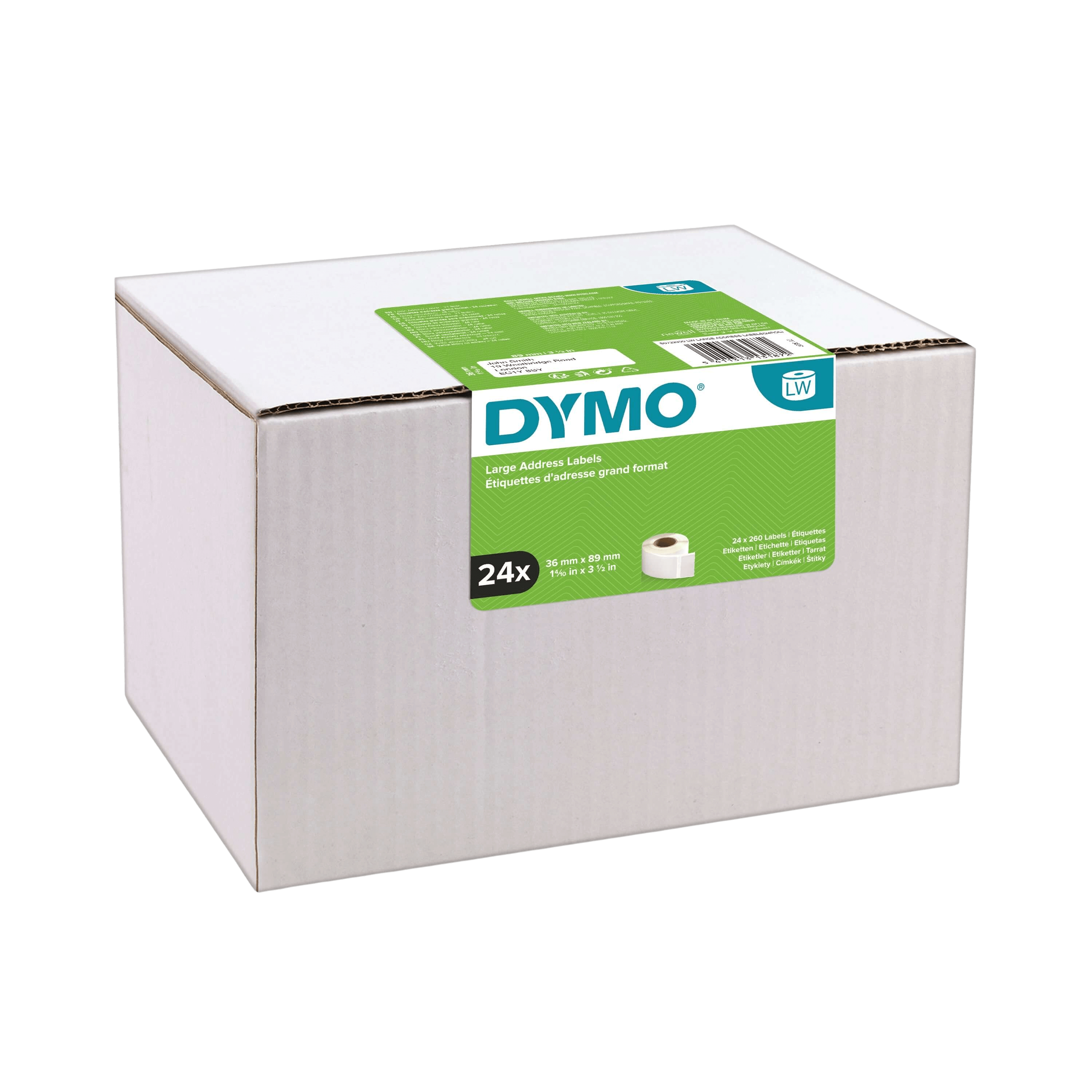 PixoJet Dymo S0722400 99012 36 x 89 mm, 260 st. Vit adressetikett
