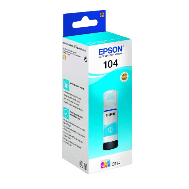 Epson Original 104 C13T00P240 cyan bläck refill | Innehåll: 65 ml.