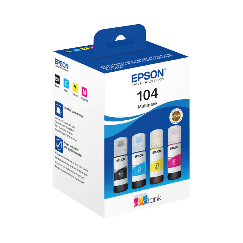 Epson Original 104 C13T00P640 CMYK rabattpaket | Innehåll: 4 x 65 ml.