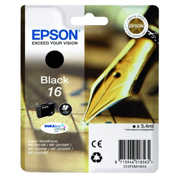 Epson Original 16 C13T16214012 svart bläckpatron | Innehåll: 5,4 ml.
