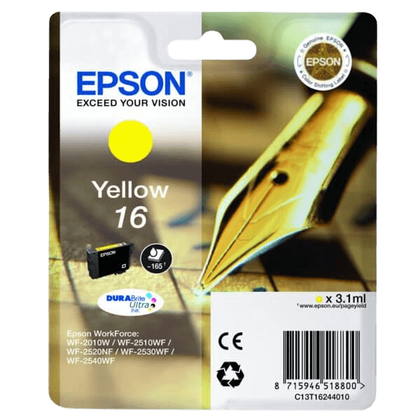 Epson Original 16 C13T16244012 gul bläckpatron | Innehåll: 3,1 ml.