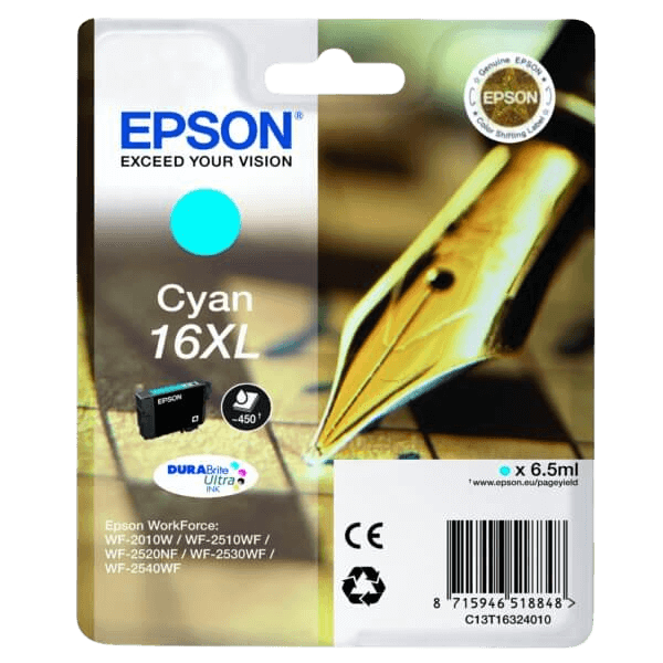 Epson Original 16 C13T16324012 XL cyan bläckpatron | Innehåll: 6,5 ml.