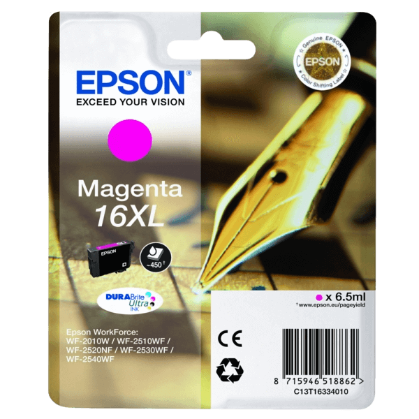 Epson Original 16 C13T16334012 XL magenta bläckpatron