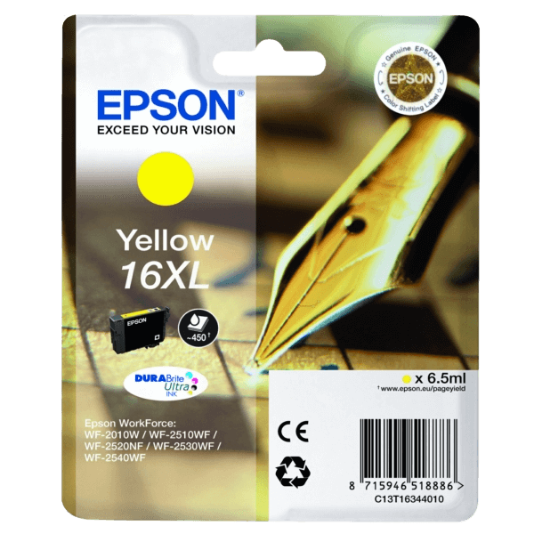 Epson Original 16 C13T16344012 XL gul bläckpatron