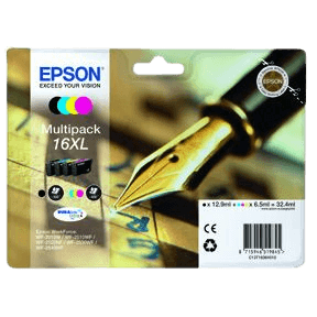 Epson Original 16 C13T16364012 XL CMYK rabattpaket | Innehåll: 1 x12,9 + 3 x 6,5 ml.