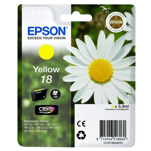 Epson Original 18 C13T18044012 gul bläckpatron | Innehåll: 3,3 ml.