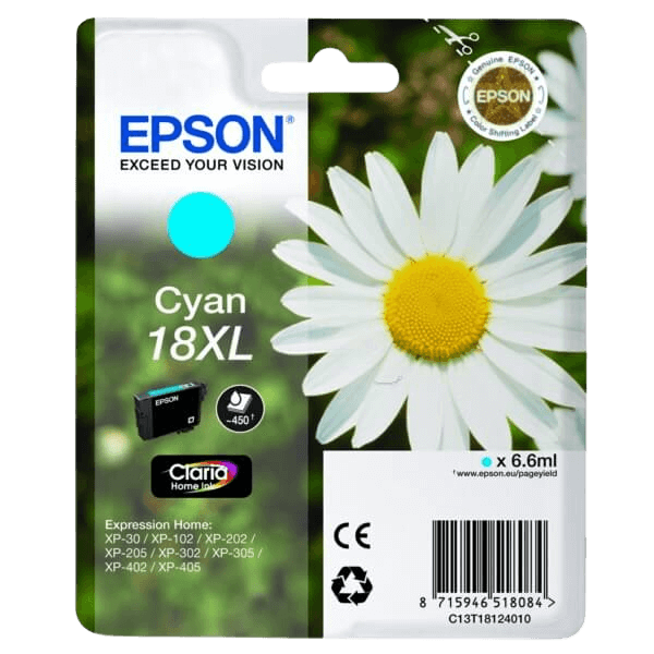 Epson Original 18 C13T18124012 XL cyan bläckpatron | Innehåll: 6,6 ml.