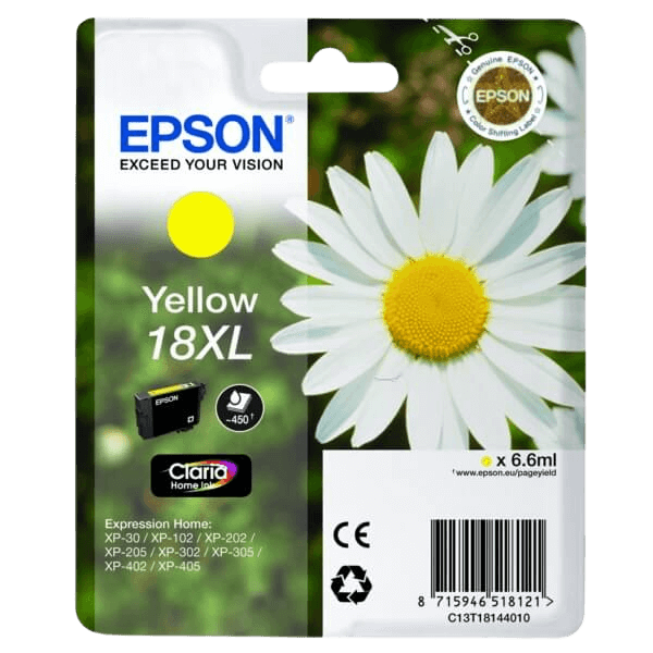 Epson Original 18 C13T18144012 XL gul bläckpatron | Innehåll: 6,6 ml.