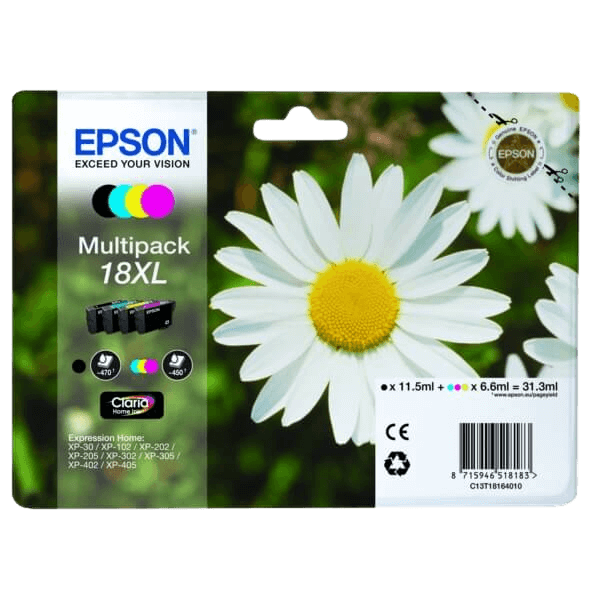 Epson Original 18 C13T18164012 XL CMYK rabattpaket | Innehåll: 31,3 ml.