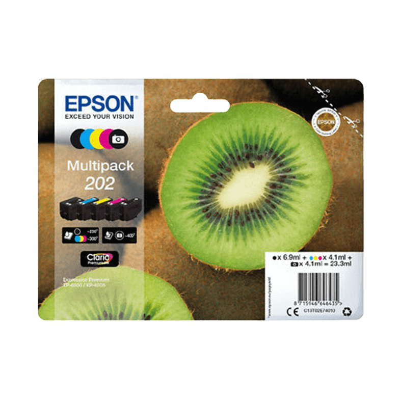 Epson Original 202 C13T02E74010 CMYK rabattpaket | Innehåll: 6,9 + 4 x 4,1 ml.