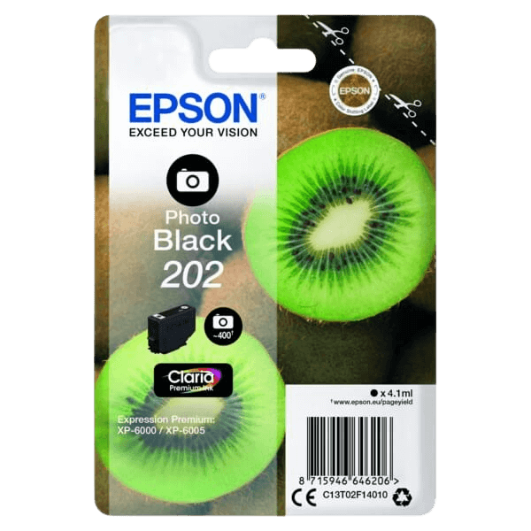 Epson Original 202 C13T02F14010 foto svart bläckpatron | Innehåll: 4,1 ml.