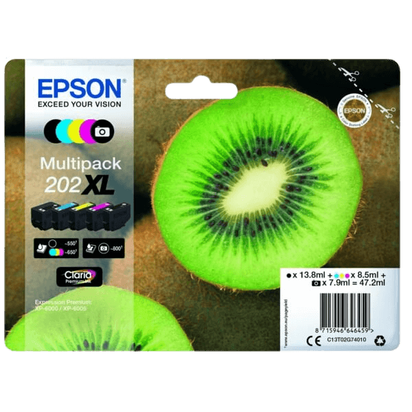 Epson Original 202 C13T02G74010 XL CMYK rabattpaket | Innehåll: 47,2 ml.