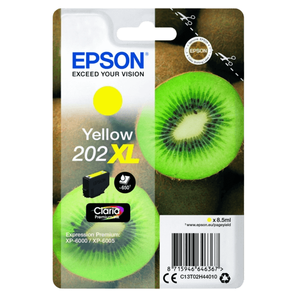 Epson Original 202 C13T02H44010 XL gul bläckpatron | Innehåll: 650 sidor