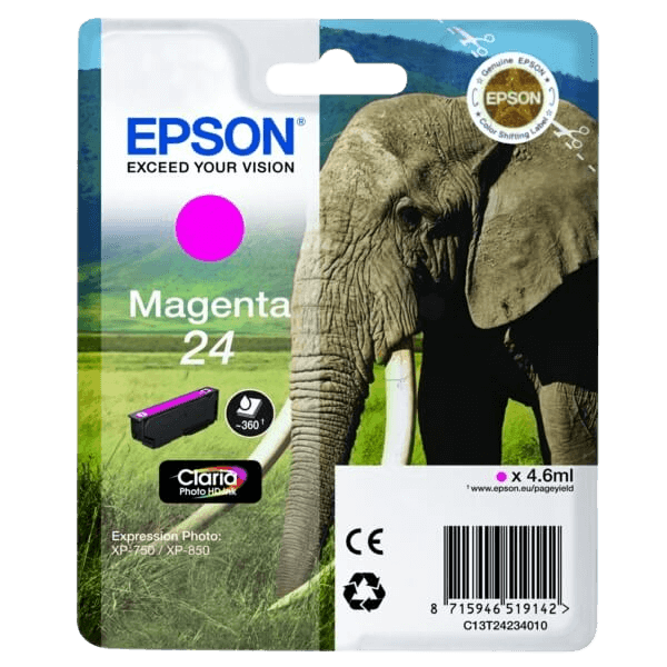 Epson Original 24 C13T24234012 magenta bläckpatron | Innehåll: 4,6 ml.