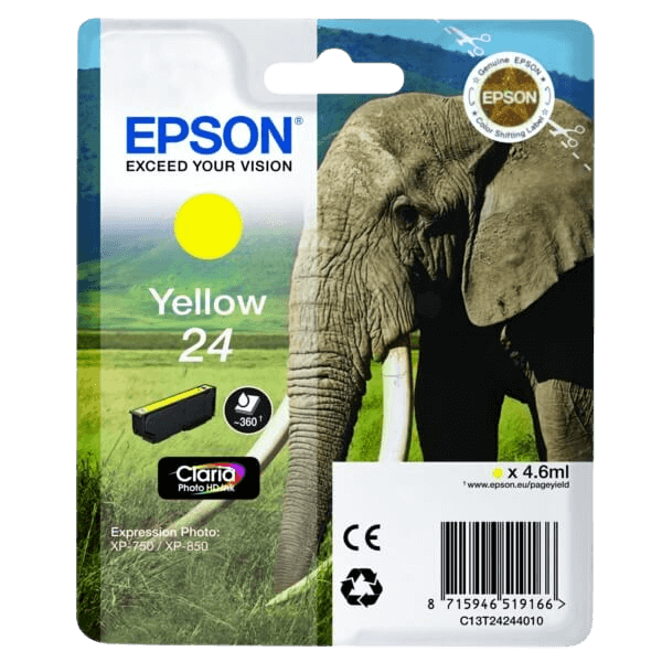 Epson Original 24 C13T24244012 gul bläckpatron | Innehåll: 4,6 ml.