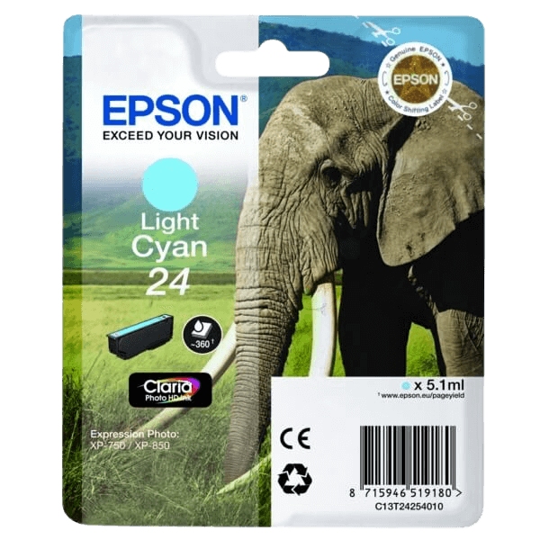 Epson Original 24 C13T24254012 ljus cyan bläckpatron | Innehåll: 4,6 ml.